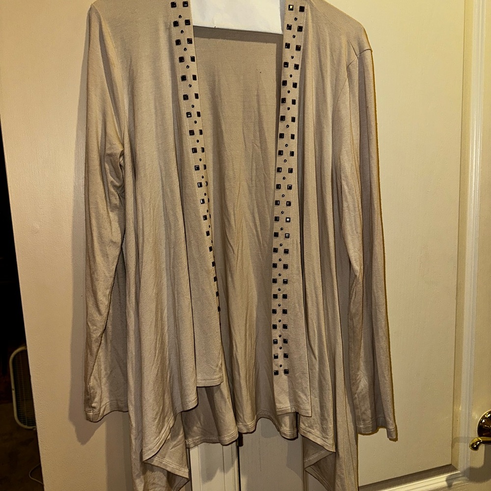 Three Dots Beige Open Front Cardigan/Wrap